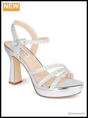 Chunky Platform Heeled Sandals with Glitter Ankle Strap